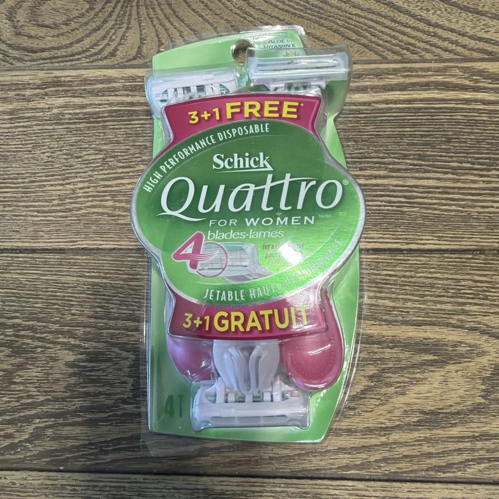 VTG 2006 SCHICK QUATTRO ALOE & VITAMIN E WOMEN'S DISPOSABLE RAZORS 3 PACK
